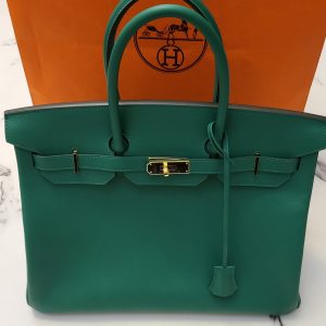 Hermes Birkin Bag 25 Vert Vertigo Emerald Tone Swift Gold Hardware